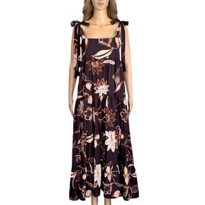 Anthropologie Encantadore Tanya CoverUp Midi Maxi Dress tiered boho resort Small